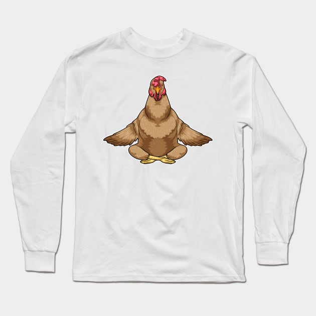 Chicken Yoga Fitness Meditation Long Sleeve T-Shirt by Markus Schnabel